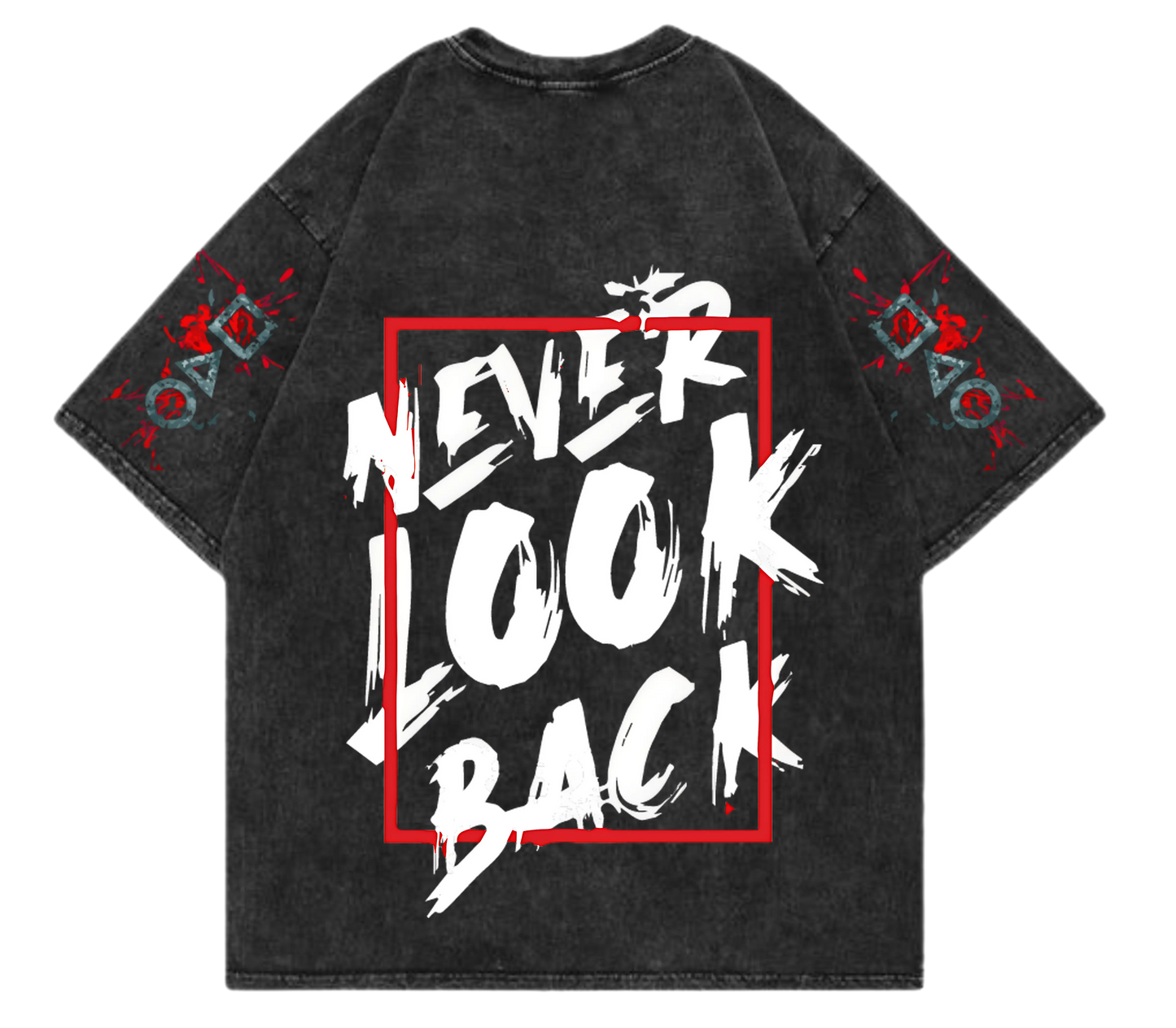 JustMini “Never Look Back” Oversized Graphic Tee – Redefine Your Grind