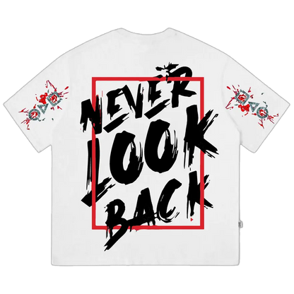 JustMini “Never Look Back” Oversized Graphic Tee – Redefine Your Grind