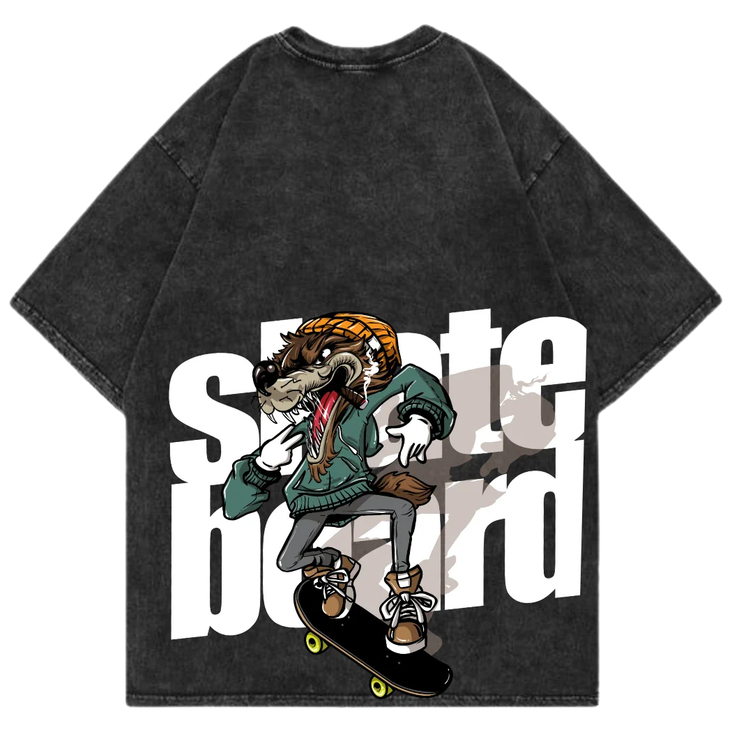 Skateboard Wolf Graphic T-Shirt – JustMini